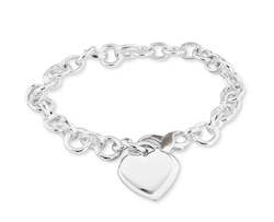 Jewellery: Silver Cable Bracelet with Two Hearts