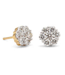 Jewellery: 18ct Gold Diamond Earrings
