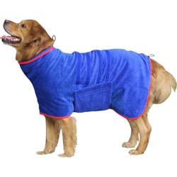 Pet: Dog Drying Towel Robe Microfiber Absorbent with Adjustable Strap
