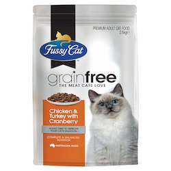 Pet: Fussy Cat Adult Grain Free Chicken and Turkey with Cranberry 2.5kg x 4