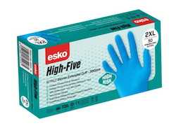 Doughnut: Esko High Five High Risk Blue Nitrile Gloves.