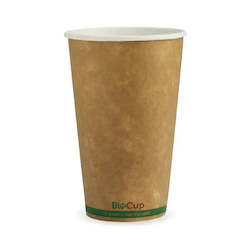 BioPack 510ml / 16oz (90mm) Kraft Green Stripe Wall BioCup - 50 Cups