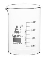 Eisco 1000ml Beaker low form, with spout made of borosilicate glass, graduated CH0126K