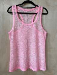 Pre Loved Clothing Festival Wear: Pink Lace Tank Top