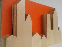 Carpentry, joinery - on construction projects: Zero Waste Bright Orange Skyline in Plywood