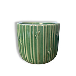 Organic Green ceramic 14cm Pot (Includes Shipping)