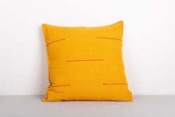 Textiles: Handwoven Yellow Cotton Cushion