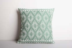 Textiles: Mint San Andres Embroidered Cushion