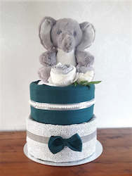 Diaper cake - Double - Elephant and Cup cake onsie