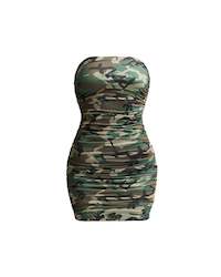 Clothing: RUCHED TUBE DRESS CAMO