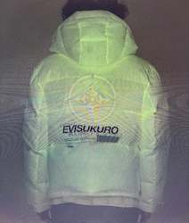 Evisu Glow In The Dark&embossed Kamon Hooded Down Jacket