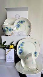 Queen Anne & Colclough Cup, Saucer, Side Plate with teaspoons & cake forks