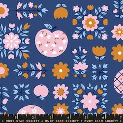 Yardage: Calico Apples Bluebell  - Kimberly Kight for RSS