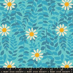 Yardage: Flowerland Daisies Turquoise (FQ) - Melody Miller Ruby Star Society