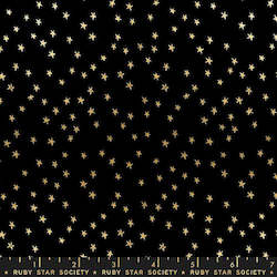 Yardage: Starry Mini Stars Black and Gold - Alexia  Abegg for Ruby Star Society