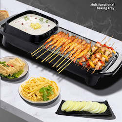Internet only: 2 In 1 220V 1360W Electric Non-Stick Surface Grill Hot Pot Barbecue Multifunction  for Family Friends Gatherings Party