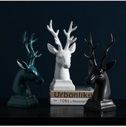Nordic Matte Glaze Deer Head Figurine Miniature Model