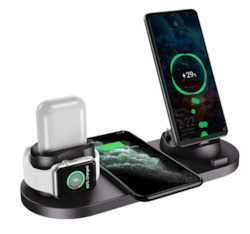 Computer peripherals: 6 In 1 Charging Dock Station Wireless Fast Charging Pad For Apple Watch/AirPods/iPhone/Pro iPhone series/Android series