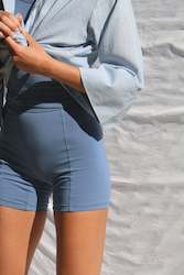 Swimwear: Bonnie Biker Shorts - Denim Blue