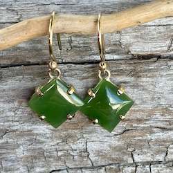 9ct Gold & New Zealand Greenstone earrings
