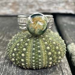 New Zealand Greenstone & Sterling Silver Unity ring