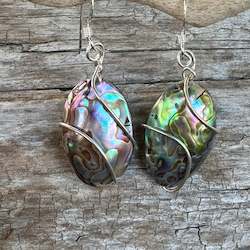 Sterling wrapped pÄua corner earrings