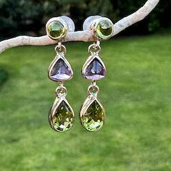 Peridot and Amethyst wild at heart earrings