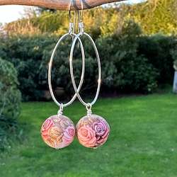 Matte pink rose earrings