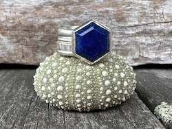 Hexagonal lapis lazuli Unity ring