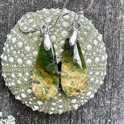 Small matched Marsden Flower greenstone earrings