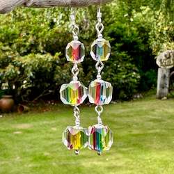 Jewellery: Vintage rainbow glass earrings