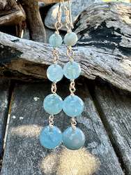 Jewellery: 4 tier faceted aquamarine earrings