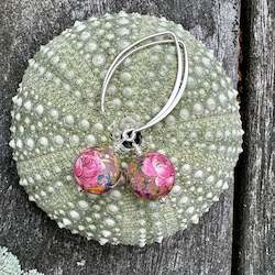 Matte pink Japanese decal earrings