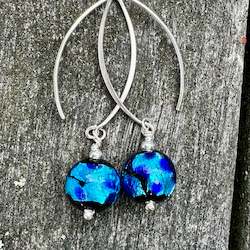 Blue Japanese lampwork earrings