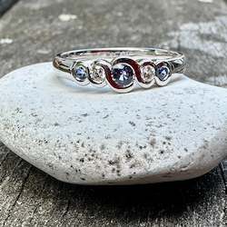 Dainty Sri Lankan sapphire and diamond ring
