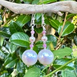 Jewellery: Freshwater pearl and tourmaline earrings