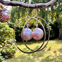 pink baroque freshwater pearl earrings