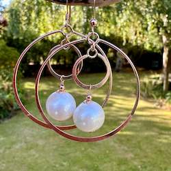 White freshwater pearl hoop earrings