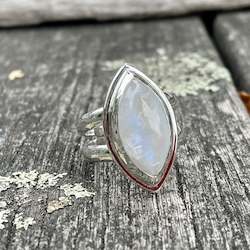 Marquise Rainbow Moonstone Ring