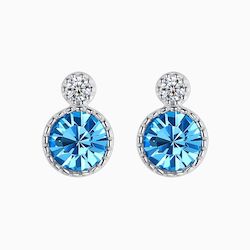 Jewellery: Isabel Blue Crystal Stud Earrings in s925