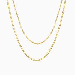 Cassey Layered Chain Necklace in s925 with gold plating