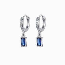 Jewellery: Amber Blue Zircon Hoop Earrings in s925 white gold