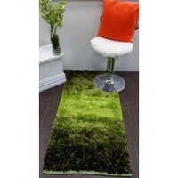 HAND KNOTTED TWO TONE GRADIATION SHAGGY RUG GREEN & MILITARY GREEN 0.7x1.4M (NL)