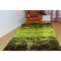 Hand Knotted Two Tone Gradiation Shaggy Rug Green 1.5X2.2M