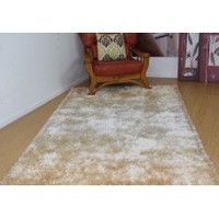 HAND KNOTTED TWO TONE GRADIATION SHAGGY RUG IVORY WHITE & CREAM 1.5X2.2M