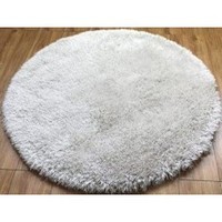 THICK & SOFT HARBOUR SHAGGY ROUND RUG IVORY WHITE 120X120CM