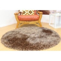 THICK & SOFT HARBOUR SHAGGY ROUND RUG BROWN MIXTURE 120X120CM