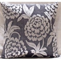 Easy Care Floral Design Velvet Cushion Silver