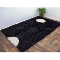 Super Sized Rug Stunning Black Beauty With The Touch OF White Pearl Shags 190X300CM