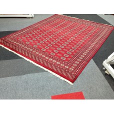 Genuine hand knotted bokhara rug red 2.46 x 2.93m